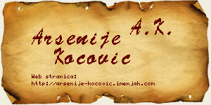 Arsenije Kočović vizit kartica